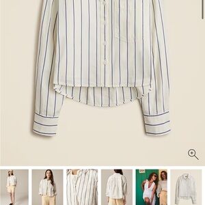 J. Crew Ivory and Black Striped Button-Up